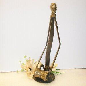 Dhokra Metal Drummer Figurine Made in India 15 1/4" Tall